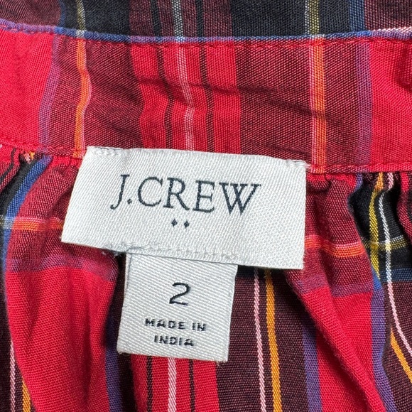J.Crew Factory Red Green Tartan Plaid Collared Shirtdress Mini Dress Size 2 - Picture 14 of 16